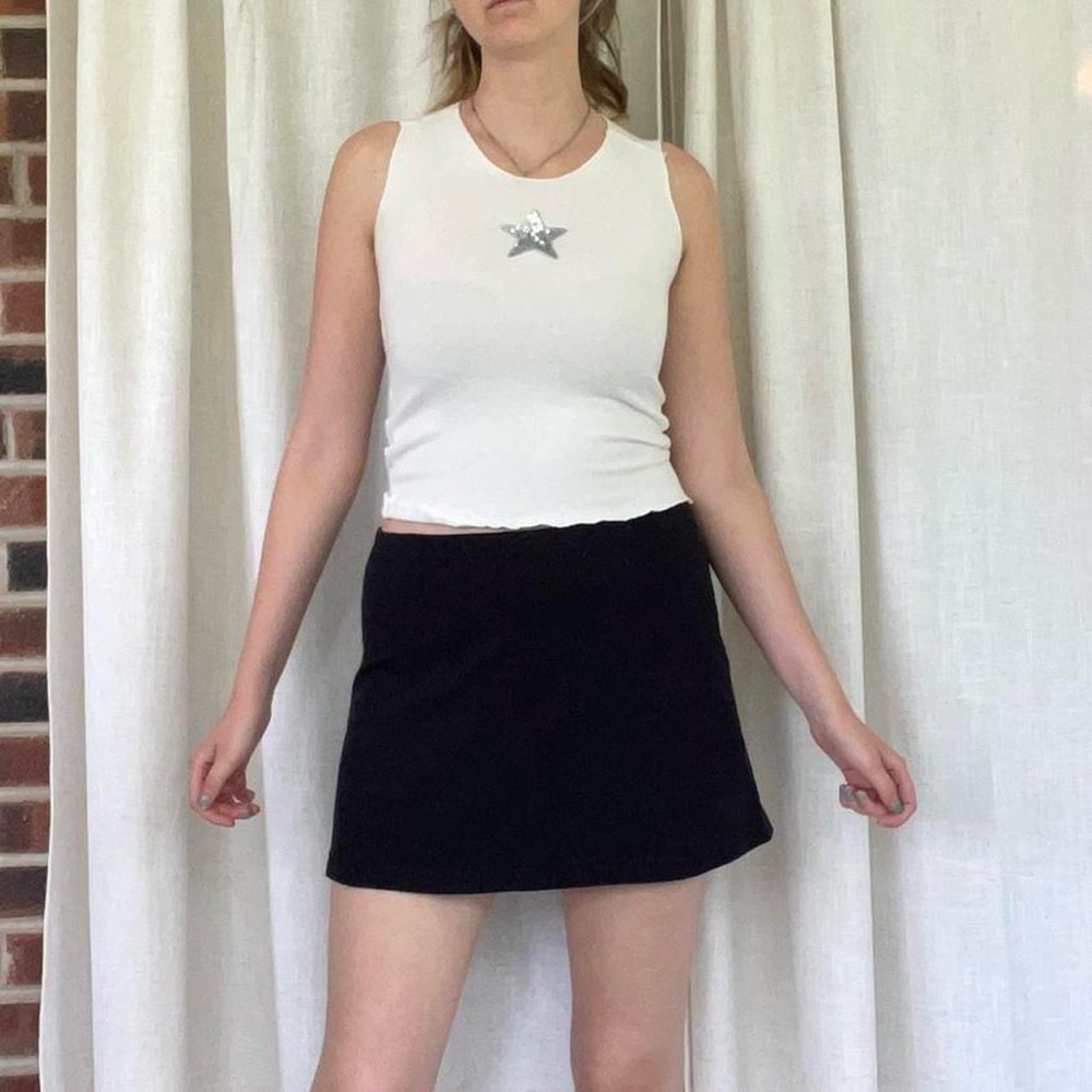 Vintage black knit fabric mini skirt